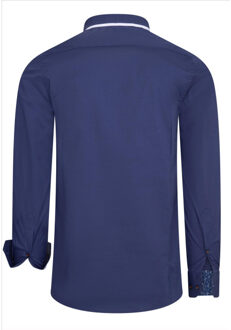 Italiaans heren overhemd - 11023 - maat L Blauw