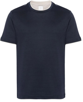 Italiaans Katoenen T-Shirt Eleventy , Blue , Heren - Xl,L,M