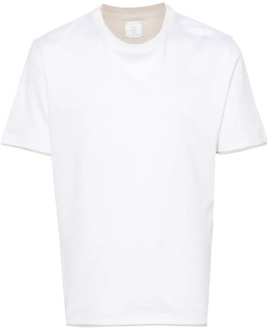 Italiaans Katoenen T-Shirt Eleventy , White , Heren - 2Xl,L
