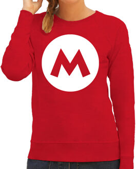 Italiaanse Mario loodgieter verkleed trui / sweater rood voor dames - carnaval / feesttrui kleding / kostuum L