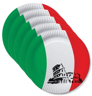 Italiaanse vlag thema feest bordjes - 20x stuks - Dia 23 cm - Italie feestartikelen/versiering