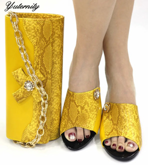 Italian Style Shoes With Purse Set New Summer Ladies Rhinestone Shoes And Bag Set For Party Size 38-43 Free Shipping