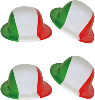 Italie bolhoed - 4x stuks - plastic - volwassenen - Italiaanse vlag kleuren - hoeden