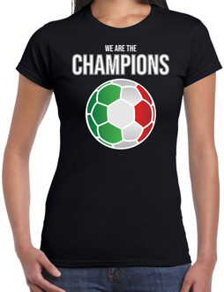Italie EK/ WK supporter t-shirt - we are the champions met Italiaanse voetbal - zwart - dames - kleding / shirt XS