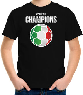 Italie EK/ WK supporter t-shirt - we are the champions met Italiaanse voetbal - zwart - kinderen - kleding / shirt S (122-128)