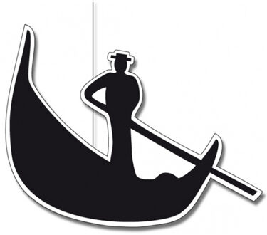 Italie/Italiaanse hangdecoratie gondel - zwart - 30 cm - Thema feestartikelen/versieringen Multi