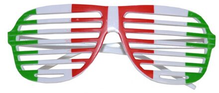 Italie lamellen supporters bril - voor volwassenen - Verkleed feestartikelen - Italiaanse vlag Multi