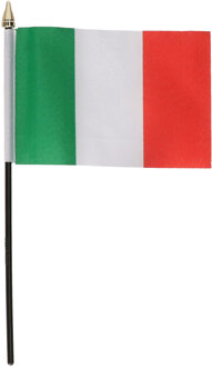 Italie - mini vlaggetje van 10 x 15 cm op stokje - Landen vlag - H27 cm Multi