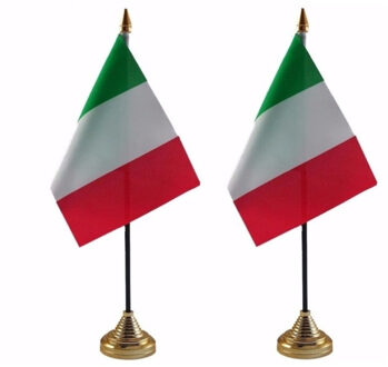 Italie tafelvlaggetjes - 2x stuks - 10 x 15 cm - met gouden standaard - H27 cm - versiering