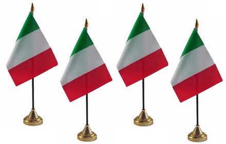 Italie tafelvlaggetjes - 4x stuks - 10 x 15 cm - met gouden standaard - H27 cm - versiering