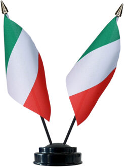 Italie tafelvlaggetjes set - dubbele vlaggetjes op 1 standaard - 10 x 15 cm mini vlaggen