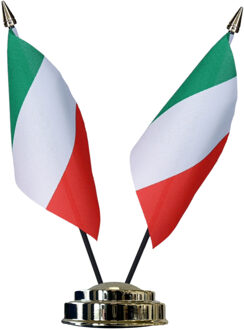 Italie tafelvlaggetjes set - dubbele vlaggetjes op 1 standaard - 10 x 15 cm mini vlaggen