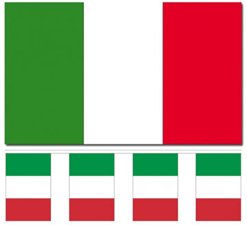 Italie versiering/feestartikelen set - vlag 90 x 150 cm - vlaggenlijn van 300 cm - landen