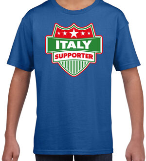 Italy / Italie schild supporter  t-shirt blauw voor kinderen S (122-128)