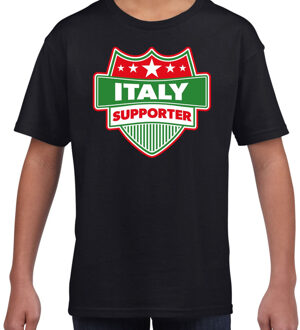 Italy / Italie schild supporter t-shirt zwart voor kinderen L (146-152)