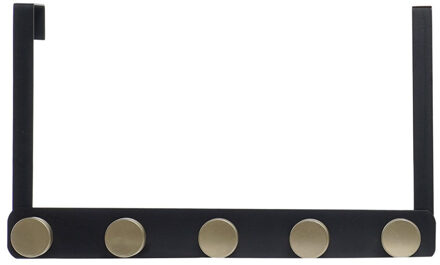 ITEM Deurkapstok - zwart - metaal - 5 goudkleurige knoppen - L33xB5xH20 cm