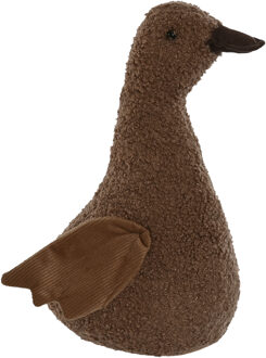 ITEM Deurstopper eend - bruin - polyester - 21 x 12 x 29 cm