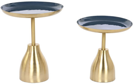 Item Int. Bijzettafel - set van 2 - goud / blauw - metaal - 48 cm - woonkamer