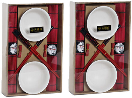 ITEM sushi serveerset - 16-delig - porselein - 4 personen - eetstokjes - schaaltjes - oplegbakjes