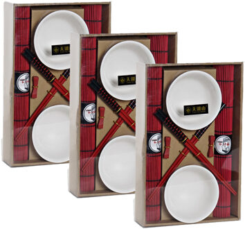 ITEM sushi serveerset - 24-delig - porselein - 6 personen - eetstokjes - schaaltjes - oplegbakjes