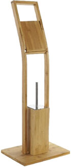 ITEM Toiletborstel met toiletrolhouder - bamboe - 82 cm - stijlvol - ruimtebesparend