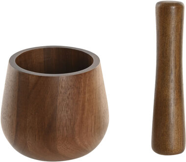 ITEM Vijzel met stamper - bruin - Acacia - D12cm - mortier