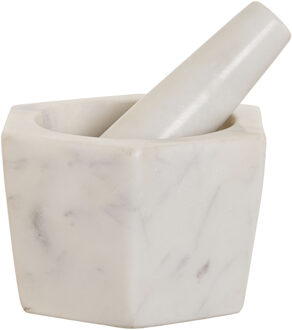 ITEM Vijzel met stamper - wit - marmer - hexagon - mortier