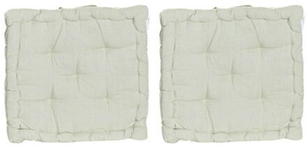 ITEM Vloerkussen Kenya - 2x - lichtgroen - katoen - 40x40x8 cm - extra dik zitkussen - met hengsel
