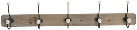 ITEM Wandkapstok - lichtbruin - 5-haaks - kapstok - hout/metaal - 95x20 cm