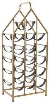 ITEM Wijnrek - 16 flessen - goud/zwart - metaal - staand - modern - stijlvol - 37 x 24 x 82 cm