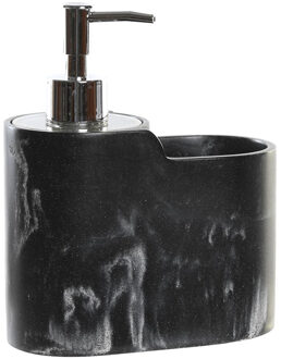 ITEM Zeeppompje met keuken organizer - marmer look - zwart/zilver - polyresin - 15x8x18 cm