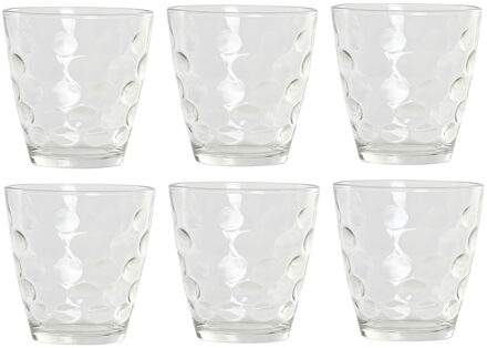 Items 12x Stuks transparante waterglazen/drinkglazen cirkels relief 400 ml van glas - Drinkglazen