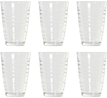 Items 12x Stuks transparante waterglazen/drinkglazen streep relief 300 ml van glas - Drinkglazen