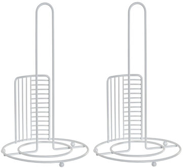 Items 2x stuks keukenrol houder chrome wit metaal 18 x 31 cm