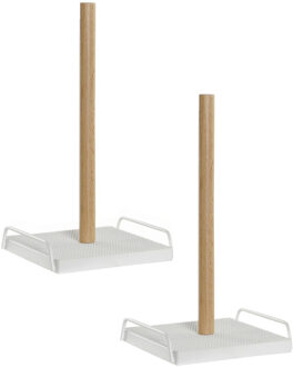 Items 2x stuks keukenrol houders hout wit 16 x 30 cm - Keukenrolhouders