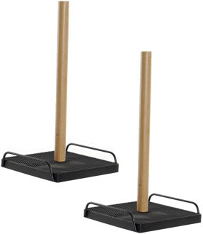 Items 2x stuks keukenrol houders hout zwart 16 x 30 cm - Keukenrolhouders
