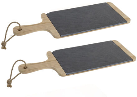 Items 2x stuks luxe houten snijplanken 42 x 15 cm zwart - Snijplanken