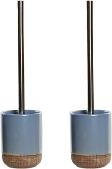 Items 2x stuks toiletborstel met houder polystone korenblauw 35 cm - Toiletborstels