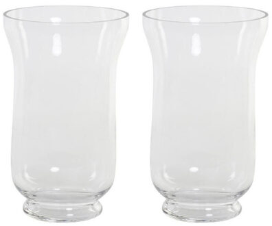Items 2x stuks trompet vazen glas transparant 14,5 x 24 cm