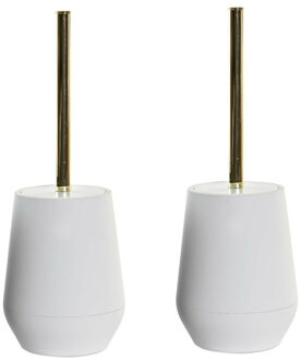 Items 2x stuks WC/Toiletborstel in houder wit polystone 35 x 12 cm