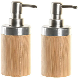 Items 2x stuks zeeppompje/dispenser bruin bamboe hout 7 x 17 cm - Zeeppompjes