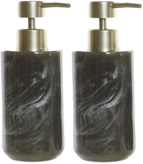 Items 2x stuks zeeppompjes/zeepdispensers marmer look grijs kunststof 300 ml - Zeeppompjes