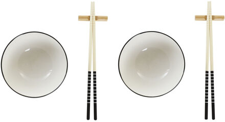 Items 6-delige sushi serveer set aardewerk voor 2 personen wit