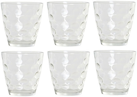 Items 6x Stuks transparante waterglazen/drinkglazen cirkels relief 400 ml van glas