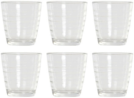 Items 6x Stuks transparante waterglazen/drinkglazen streep relief 250 ml van glas