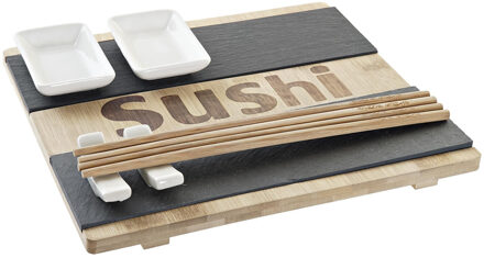 Items 7-delige sushi serveer set bamboe voor 2 personen