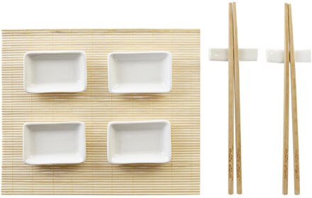 Items 9-delige sushi serveer set bamboe voor 2 personen
