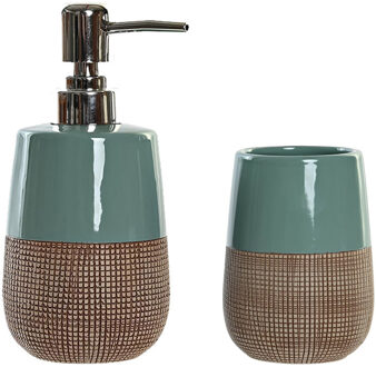 Items Badkamer accessoires setje drinkbeker en zeeppompje 16 cm mintgroen