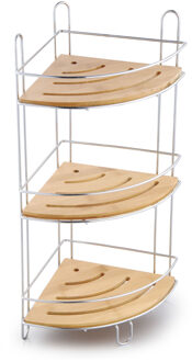 Items Badkamer Douche rekje - staand - chrome bamboe - 20 x 20 x 48 cm - Ook ophangbaar