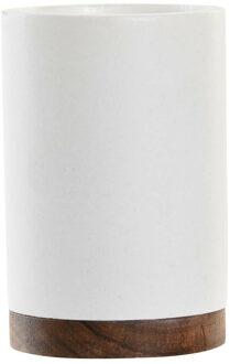 Items Badkamer tandenborstelhouder/drinkbeker - keramiek - wit - 8 x 10 cm - badkamer